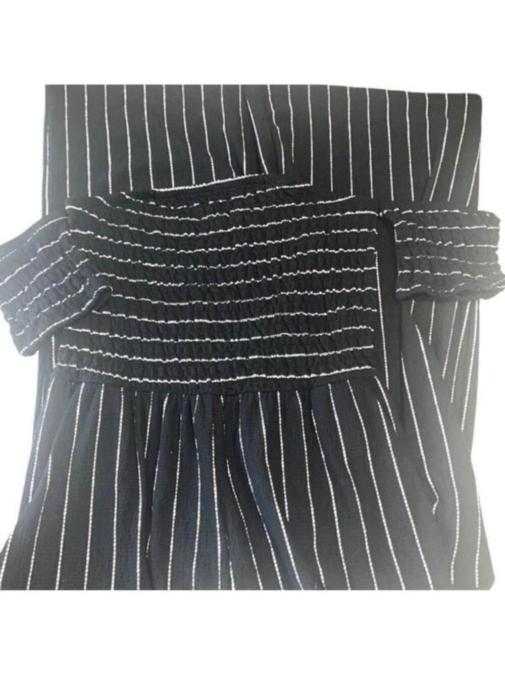 Altar'd Stat Black and White Off the Shoulder Wide Leg Jumpsuit Size Medium